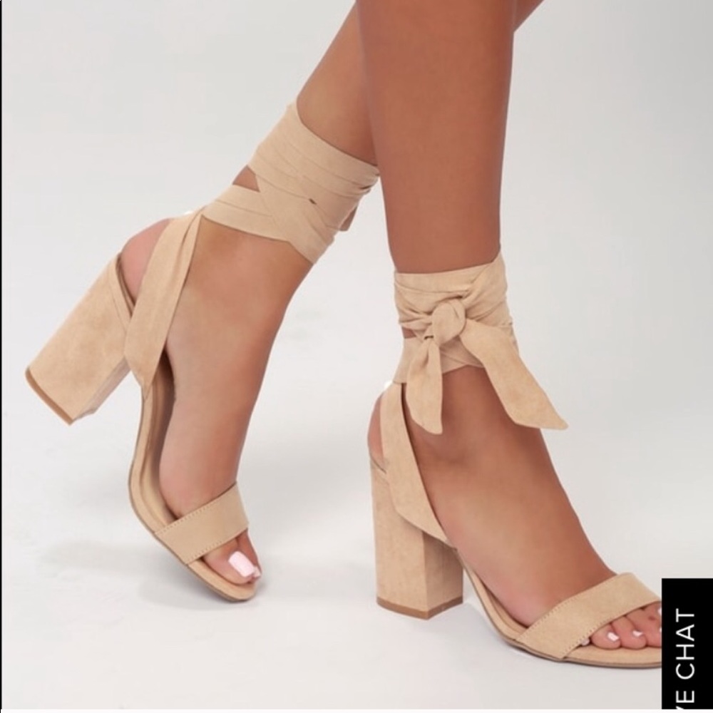 Lulus suede lace up heels